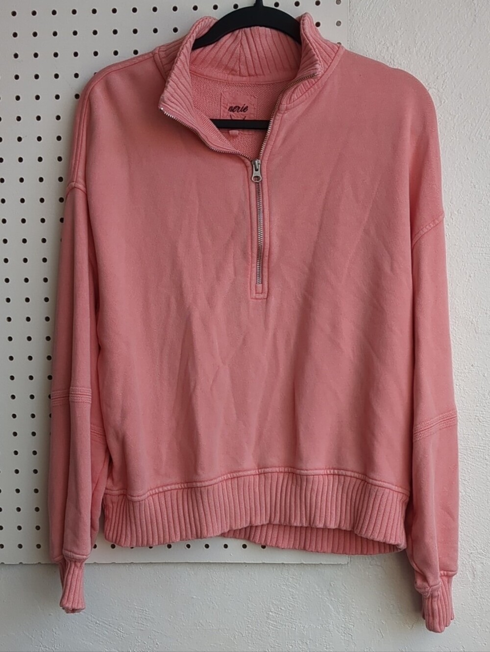 aerie Pink Half-Zip Pullover Sweater